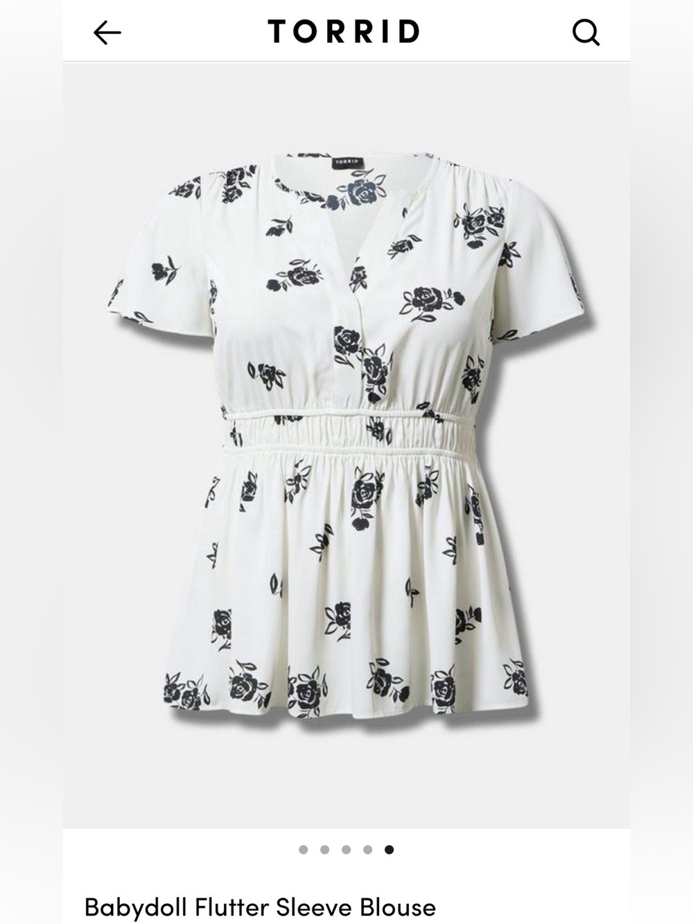 torrid White Top with Black Floral Print Babydoll Blouse